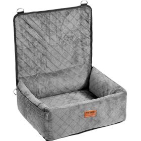 VEVOR Dog Car Seat, Dog Booster Seat for Car with A Storage Pocket, Clip-On Safety Leash, Sponge and PP Cotton Filling