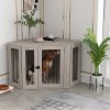 48" Corner Dog Crate Furniture, End Table Dog Kennel with Cushion for Medium-Sized Dog, Indoor Use, Dog Cage, Walnut