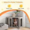 48" Corner Dog Crate Furniture, End Table Dog Kennel with Cushion for Medium-Sized Dog, Indoor Use, Dog Cage, Walnut