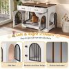 43.3" Dog Crate Furniture, Heavy Duty Indoor Dog Kennel with 2 Storage Drawers, Dog Cage with Side Doors for Medium Large Dogs, End Table Dog Crate