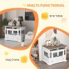 Dog Kennel Furniture Side End Table with Storage Double Doors Small Medium Dogs White