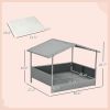 Wicker Dog House Outdoor with Canopy, Rattan Dog Bed with Water-resistant Cushion, Raised Dog Bed for Small, Medium Dogs up to 66 lbs