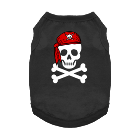 Pirate Skull with Red Bandana Dog Shirt (Color: Jet Black, size: 2X-Large)