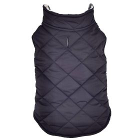 Reversible Fleece Lined Puffer Dog Coat (Color: Black and White Plaid, size: 2X-Large)