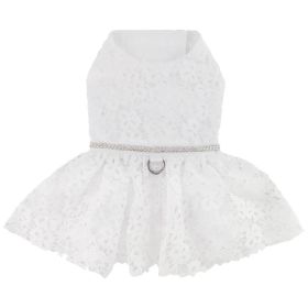 White Lace Dog Wedding Dress with Matching Leash (size: large)